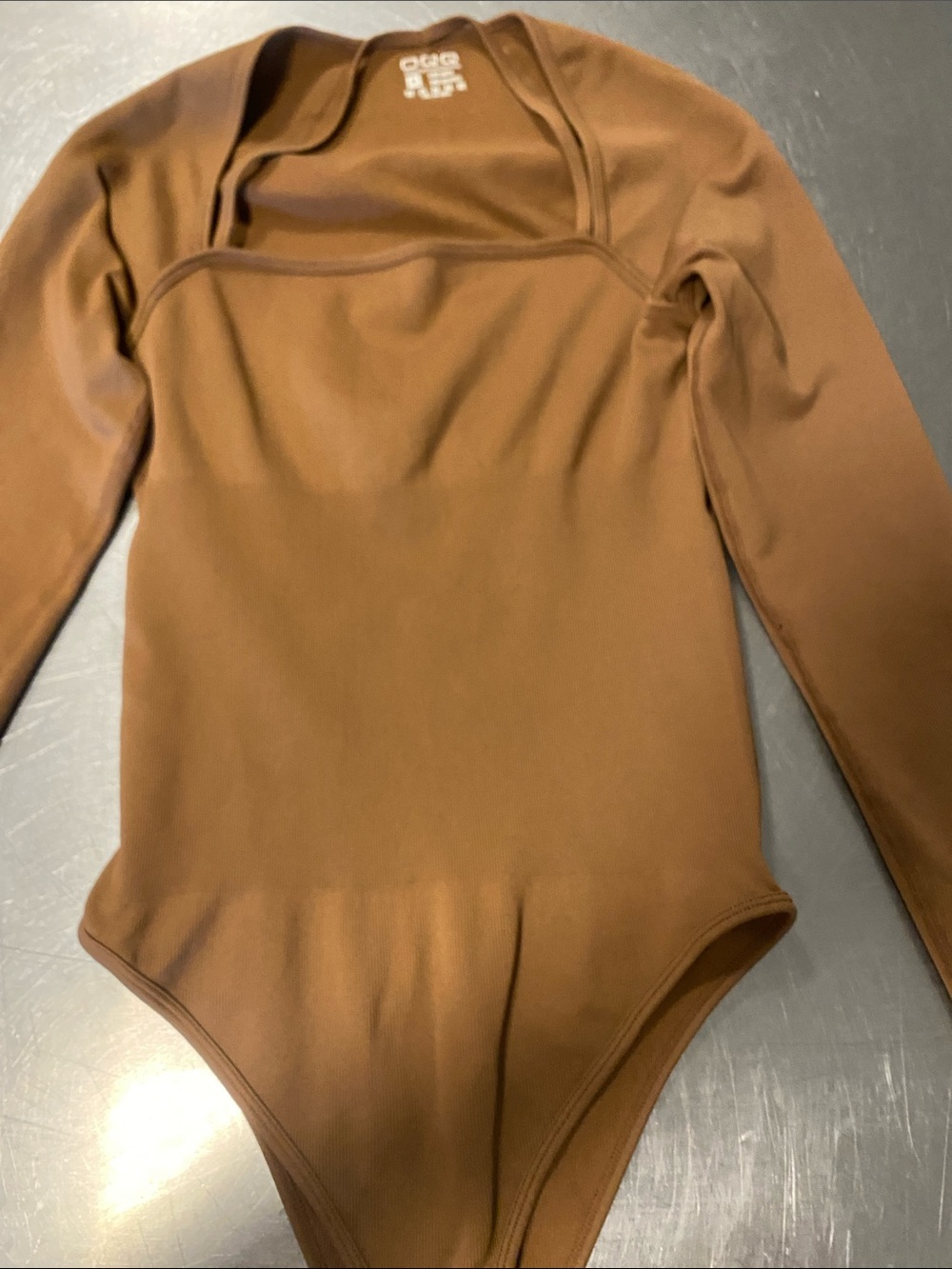 OQQ Long Sleeve Bodysuit in Brown - Women's Intimates size M